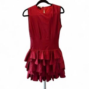 Moschino Red Silk Mini Ruffled dress (size 4)